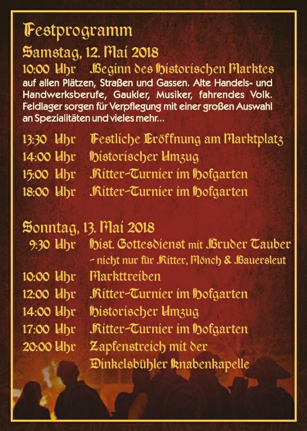 Programm 2018 Historischer Markt Oettingen vom 11. bis 13. Mai 2018