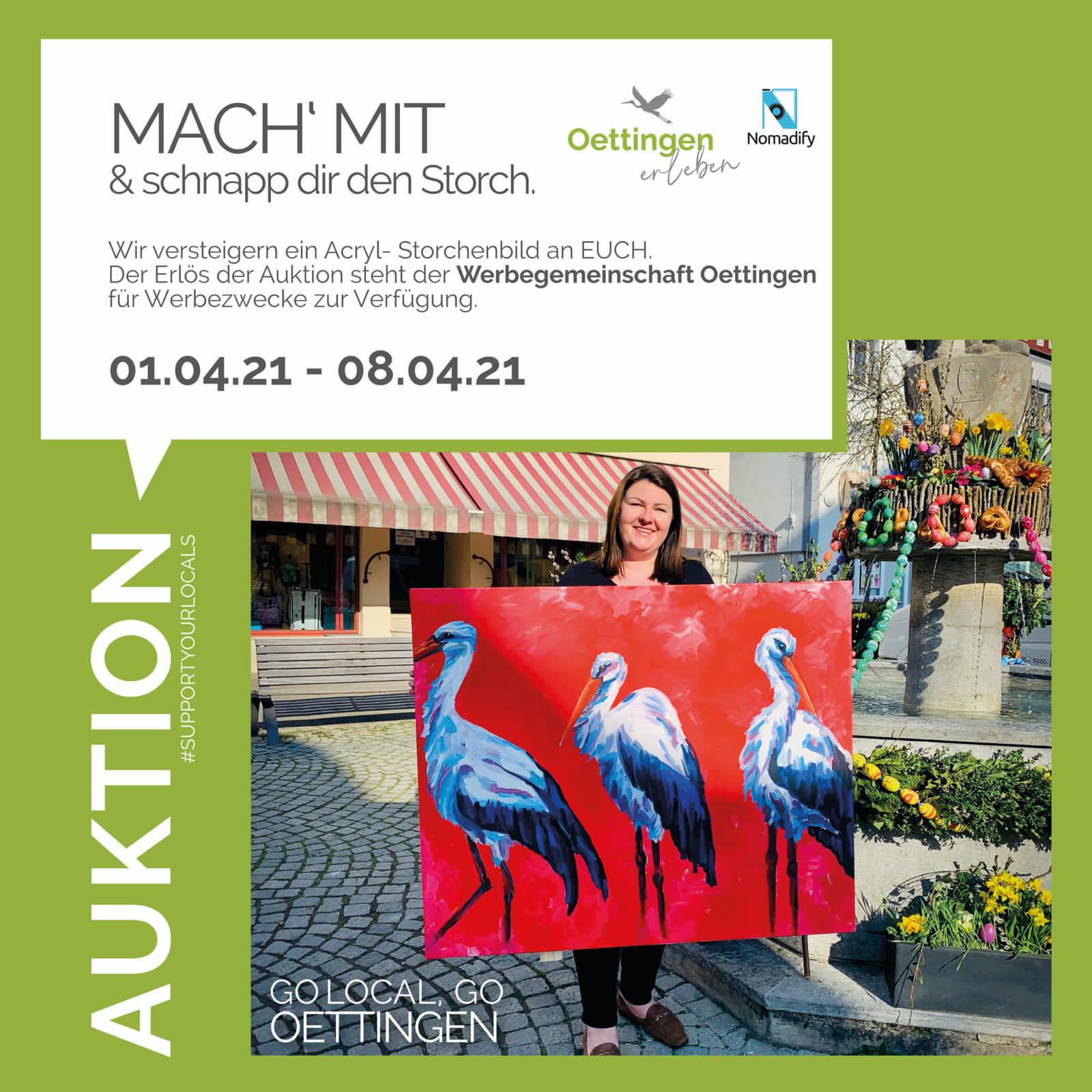 Mach mit und schnapp dir das Storchenbild - Auktion der Werbegemeinschaft Oettingen